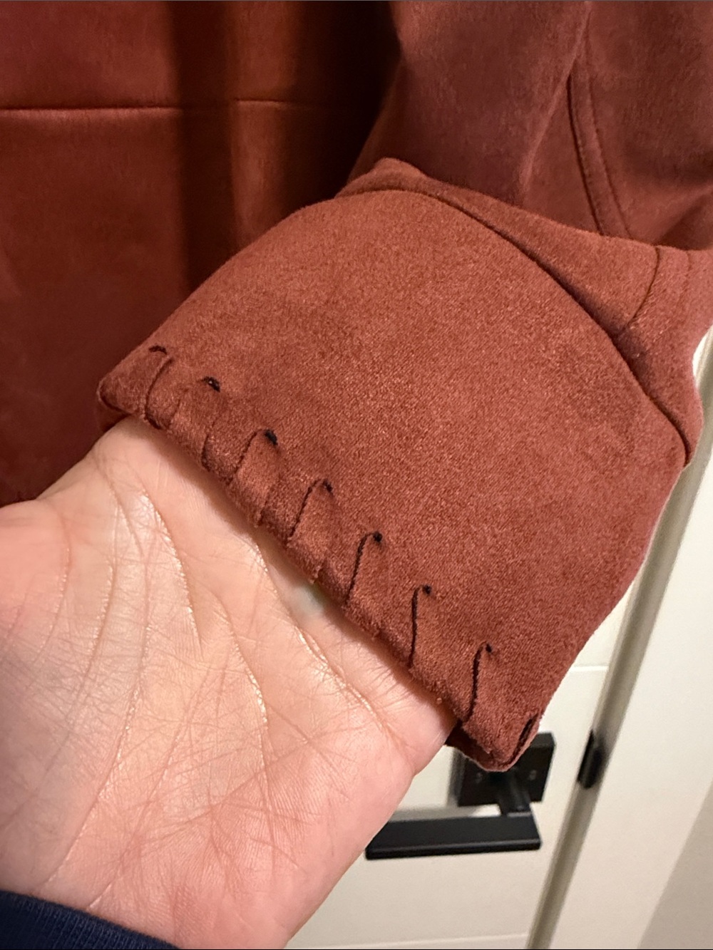 Rust Suede-Style Button Front Jacket - Picture 5 of 7